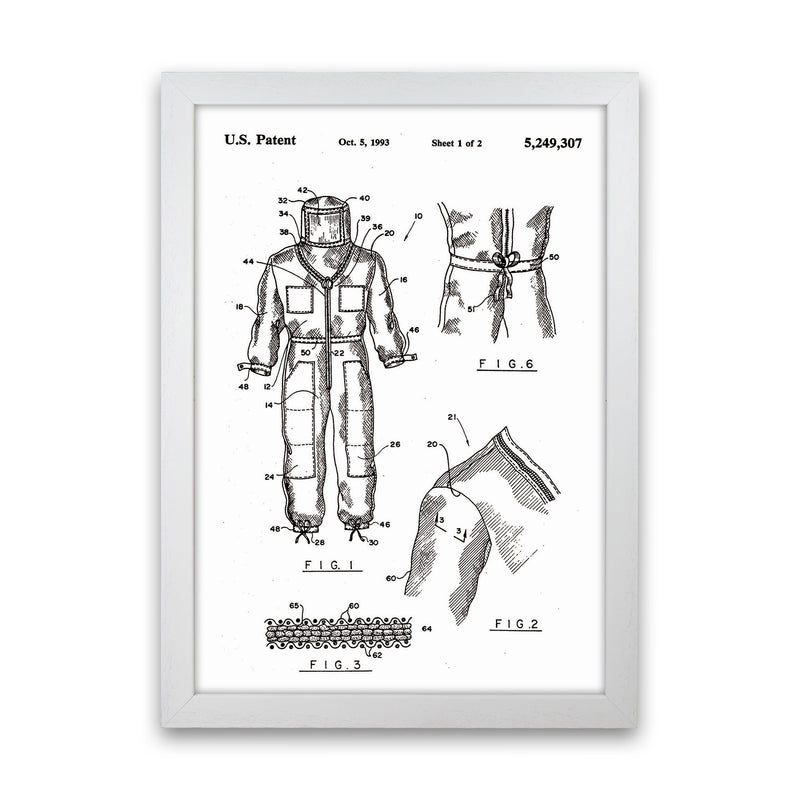 Bee Keeper Suit Patent Art Print by Jason Stanley White Grain