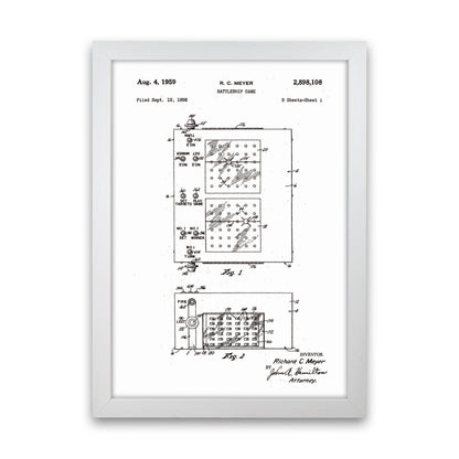 Battleship Game Patent Art Print by Jason Stanley White Grain