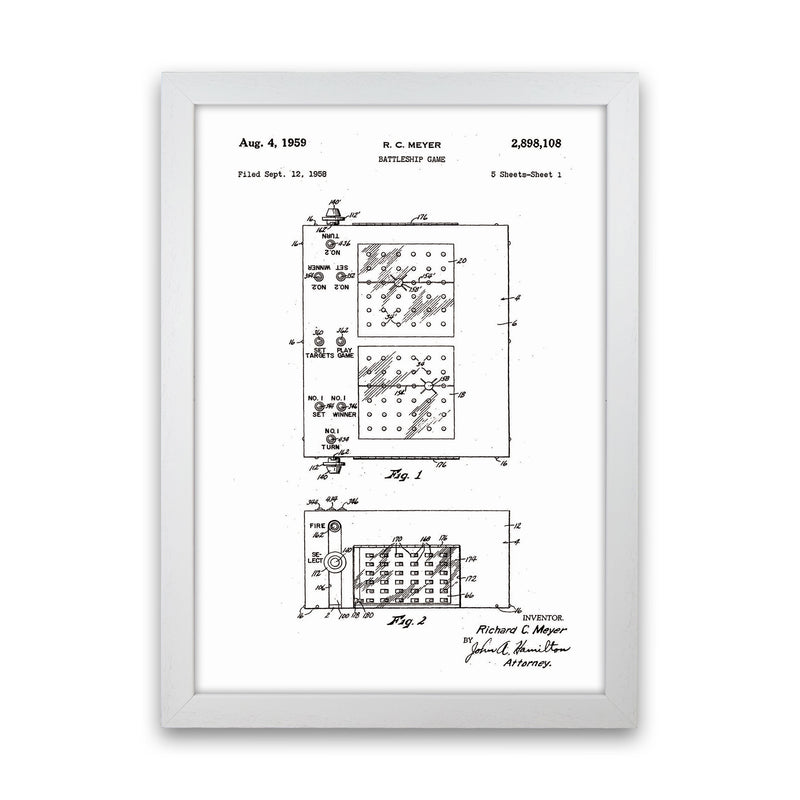 Battleship Game Patent Art Print by Jason Stanley White Grain