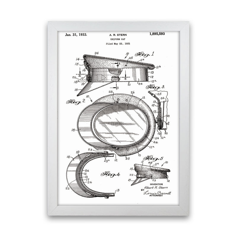 Police Man Hat Patent Art Print by Jason Stanley White Grain
