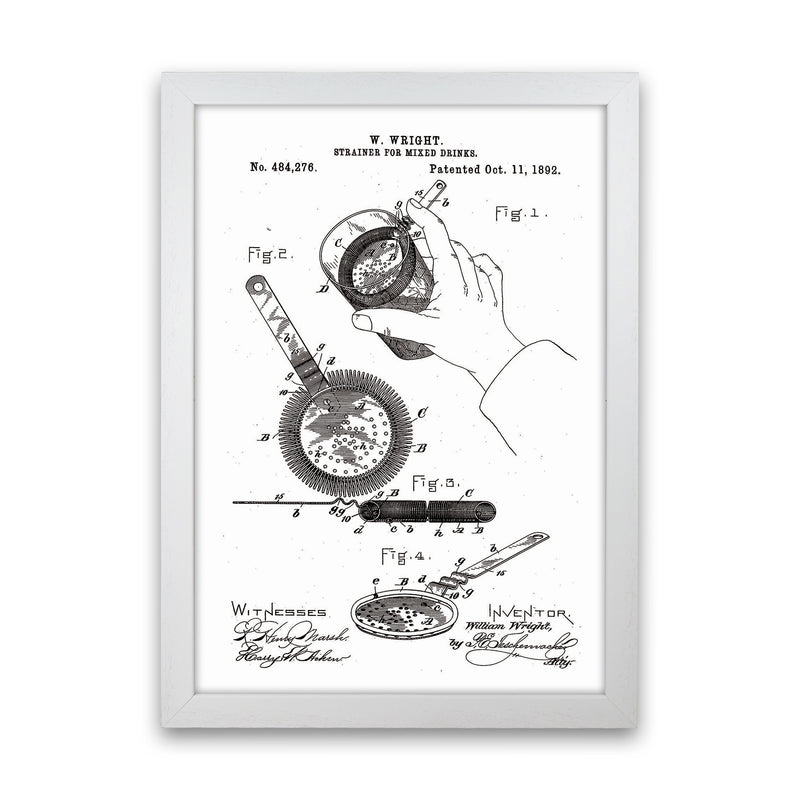 Drink Strainer Patent Art Print by Jason Stanley White Grain