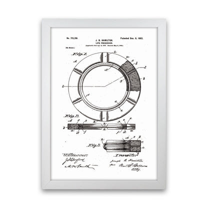 Life Preserver Patent Art Print by Jason Stanley White Grain