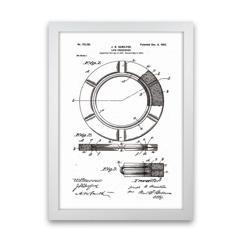 Life Preserver Patent Art Print by Jason Stanley White Grain