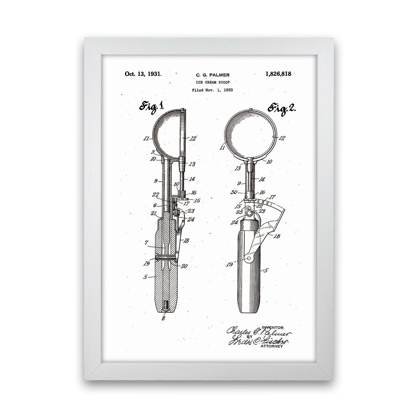 Ice Cream Scoop Patent Art Print by Jason Stanley White Grain