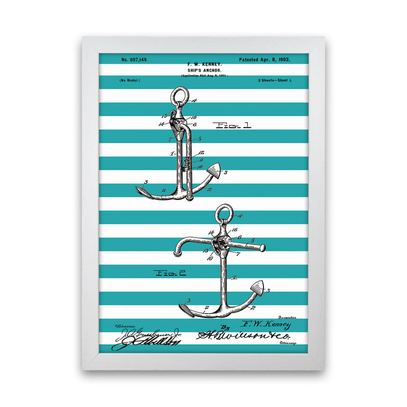 Anchor Patent Stripe Art Print by Jason Stanley White Grain
