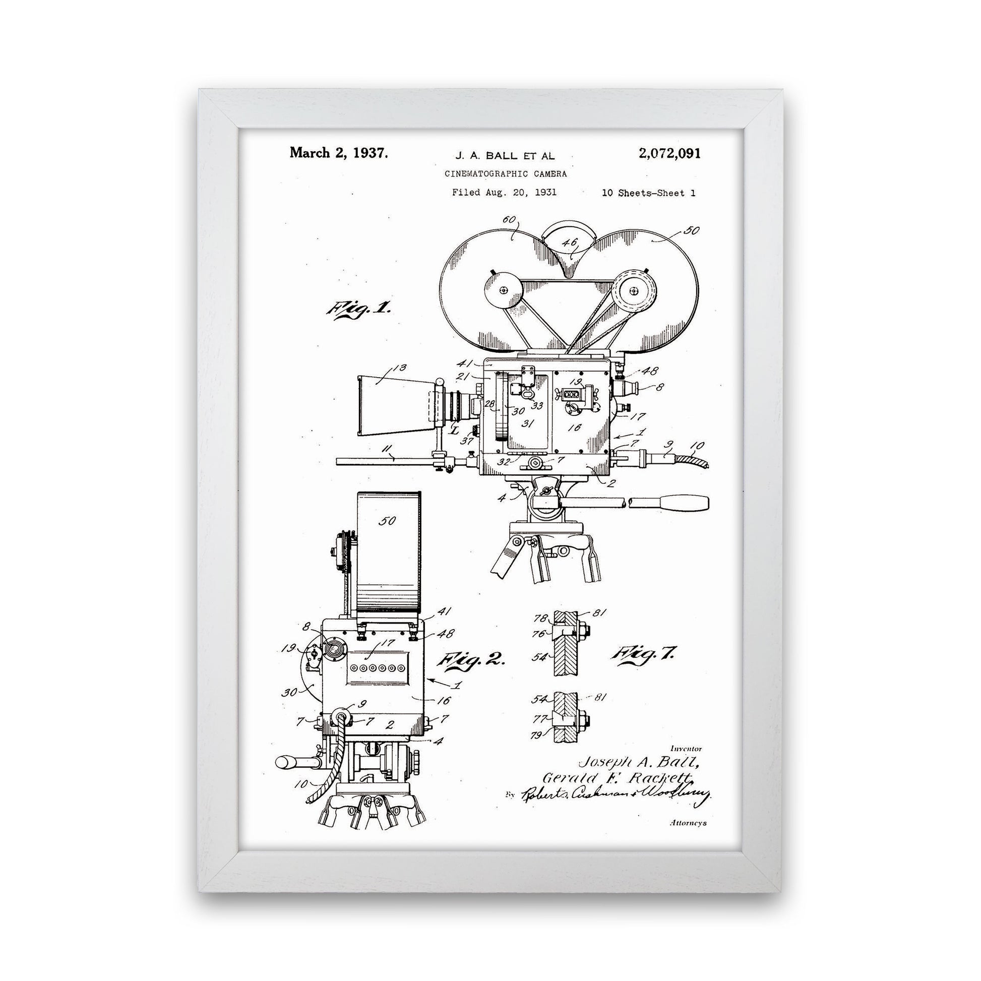 Cinema Camera Patent Art Print by Jason Stanley White Grain