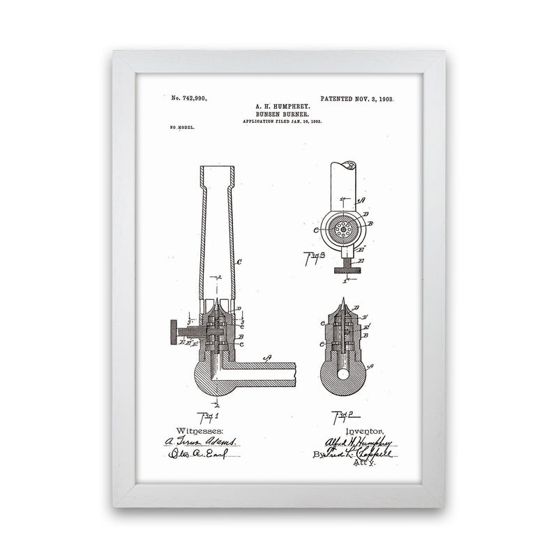 Bunsen Burner Patent Art Print by Jason Stanley White Grain