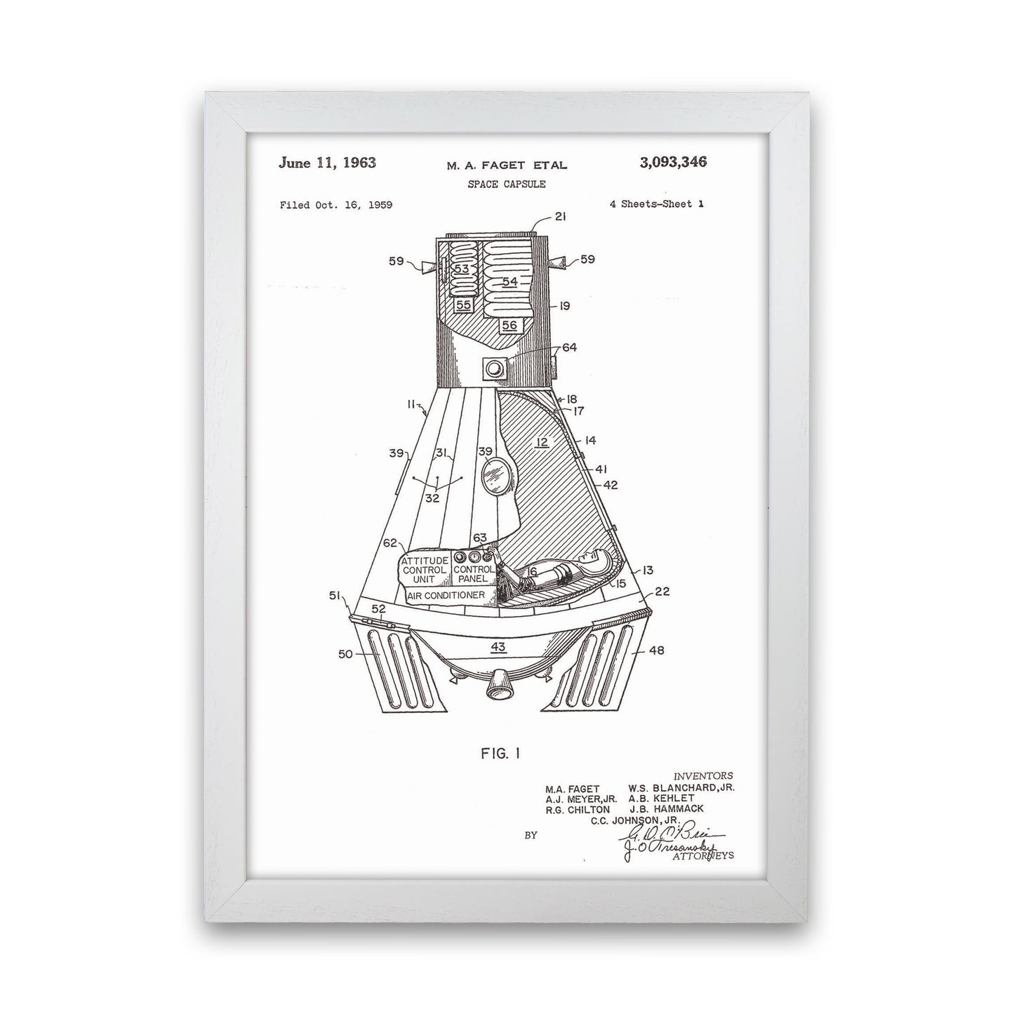 Space Capsule Patent Art Print by Jason Stanley White Grain