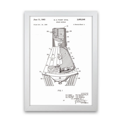 Space Capsule Patent Art Print by Jason Stanley White Grain