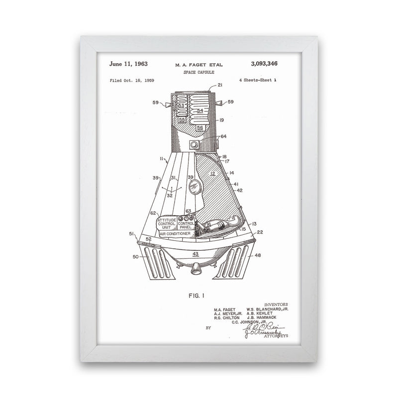 Space Capsule Patent Art Print by Jason Stanley White Grain