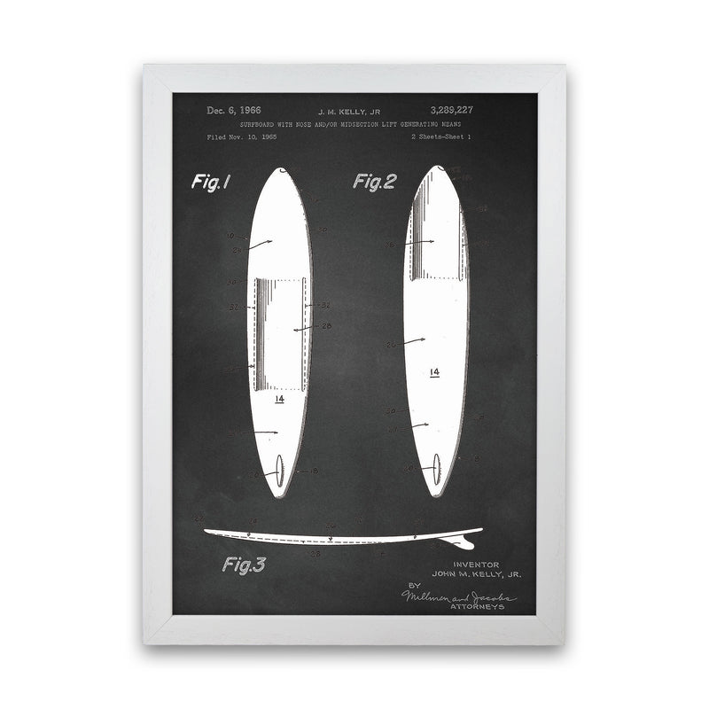 Surfboard Patent 1 Art Print by Jason Stanley White Grain