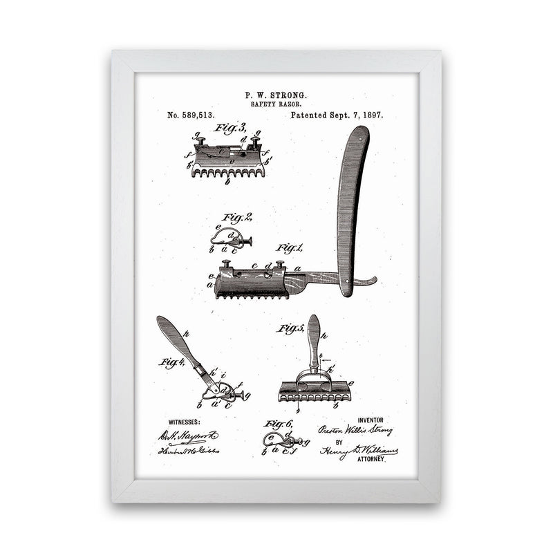 Safety Razor Patent Art Print by Jason Stanley White Grain