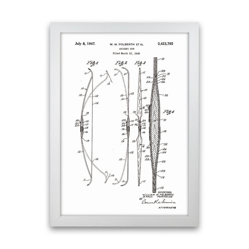 Archery Bow Patent Art Print by Jason Stanley White Grain