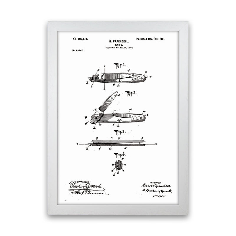 Pocket Knife Patent Art Print by Jason Stanley White Grain
