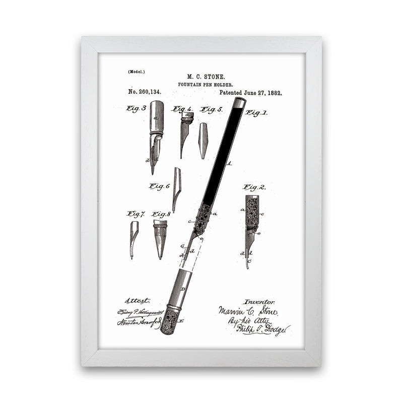 Fountain Pen Patent Art Print by Jason Stanley White Grain