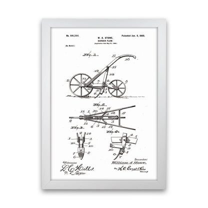 Garden Plow Patent Art Print by Jason Stanley White Grain