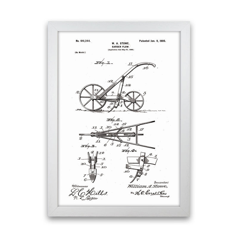 Garden Plow Patent Art Print by Jason Stanley White Grain