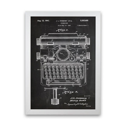 Type Writer Patent Art Print by Jason Stanley White Grain