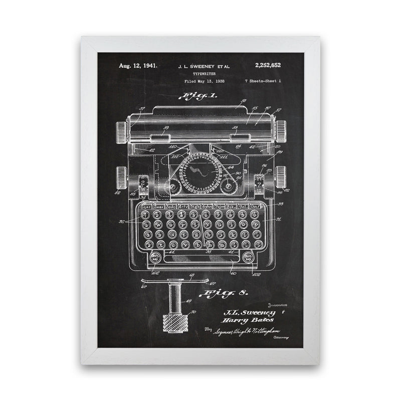 Type Writer Patent Art Print by Jason Stanley White Grain