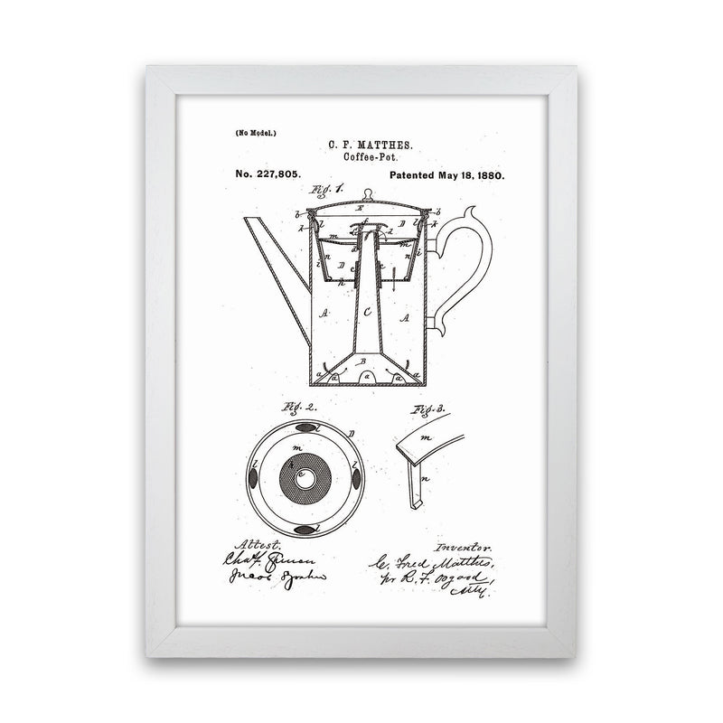 Coffee Pot Patent Art Print by Jason Stanley White Grain