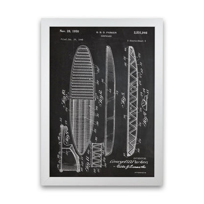 Surfboard Patent Art Print by Jason Stanley White Grain