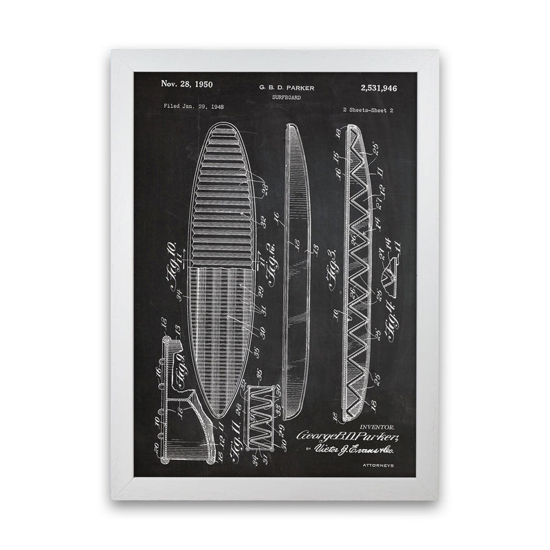 Surfboard Patent Art Print by Jason Stanley White Grain