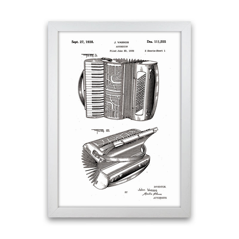 Accordian Patent Art Print by Jason Stanley White Grain