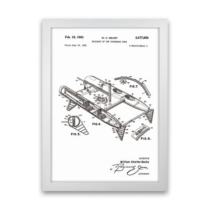 Catamaran Patent Art Print by Jason Stanley White Grain