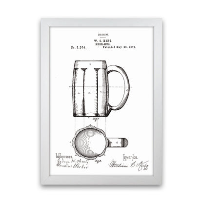 Beer Mug Patent 2 Art Print by Jason Stanley White Grain