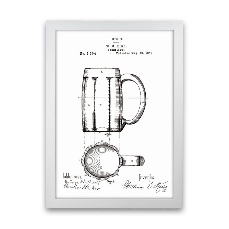 Beer Mug Patent 2 Art Print by Jason Stanley White Grain