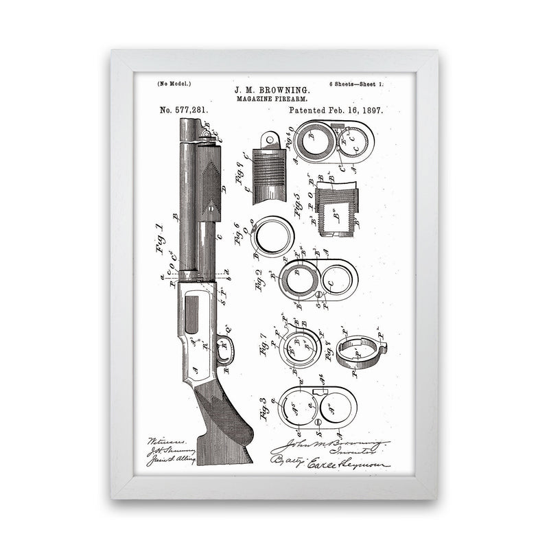 Shotgun Patent Art Print by Jason Stanley White Grain