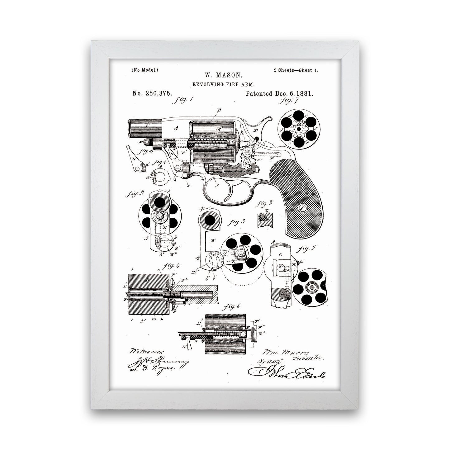 Hand Gun Patent Art Print by Jason Stanley White Grain