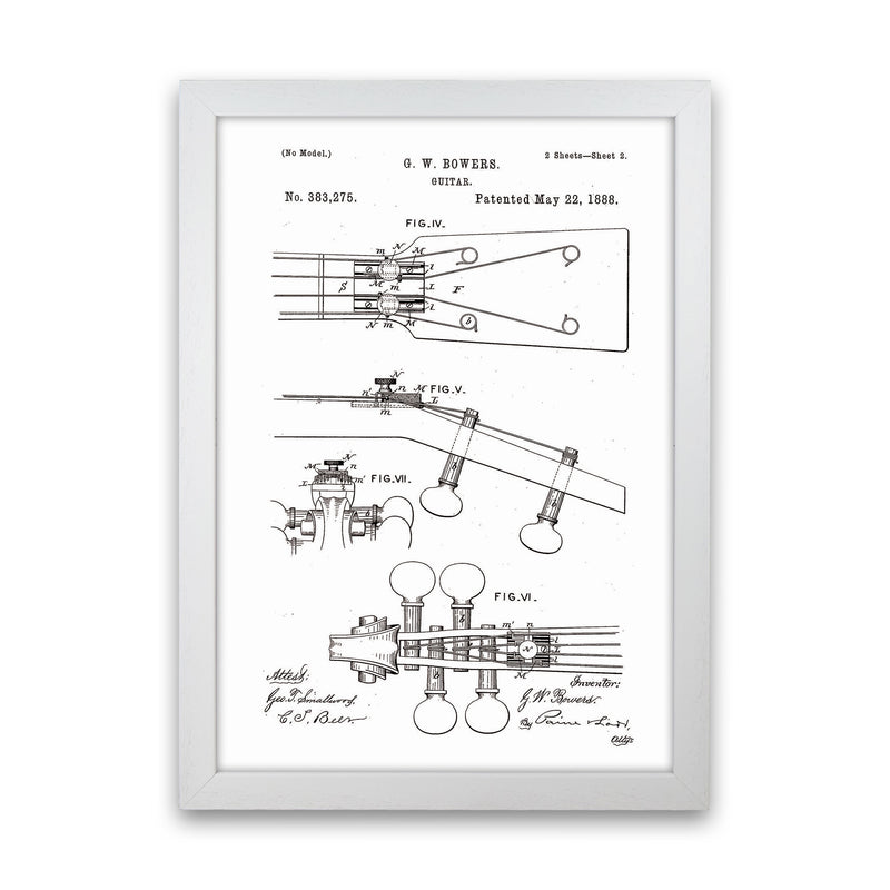 Guitar Patent Art Print by Jason Stanley White Grain