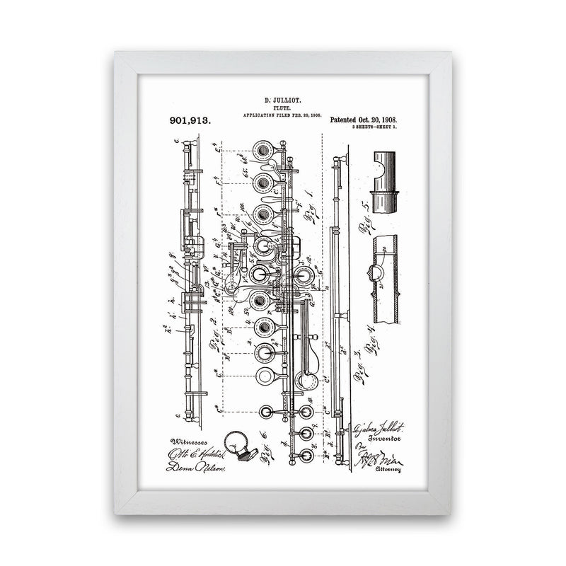 Flute Patent Art Print by Jason Stanley White Grain