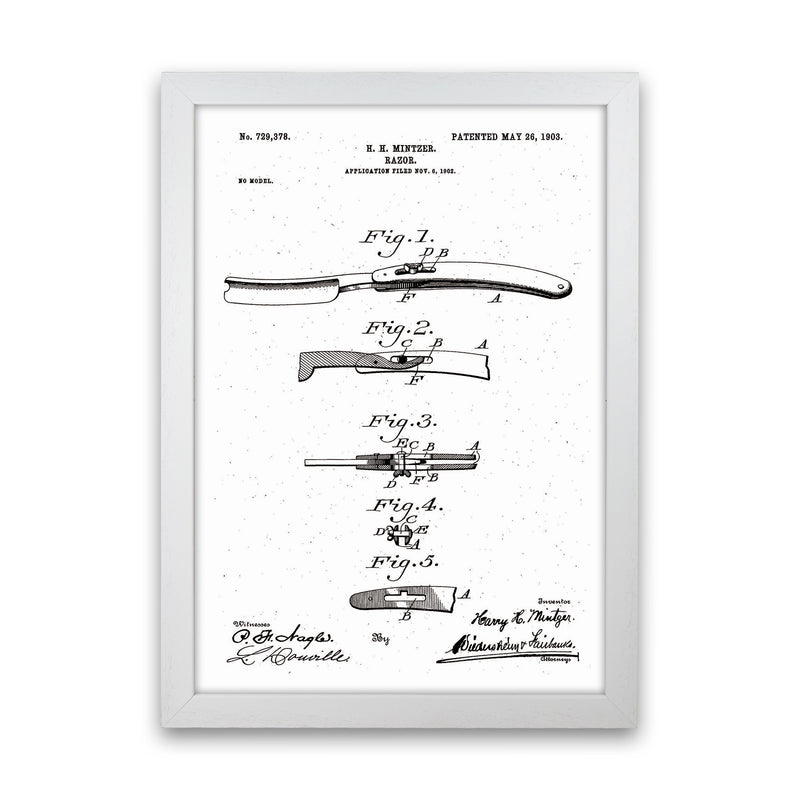 Razor Patent Art Print by Jason Stanley White Grain