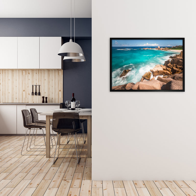 Secret Beach Landscape Art Print by Karsten Wrobel A1 White Frame