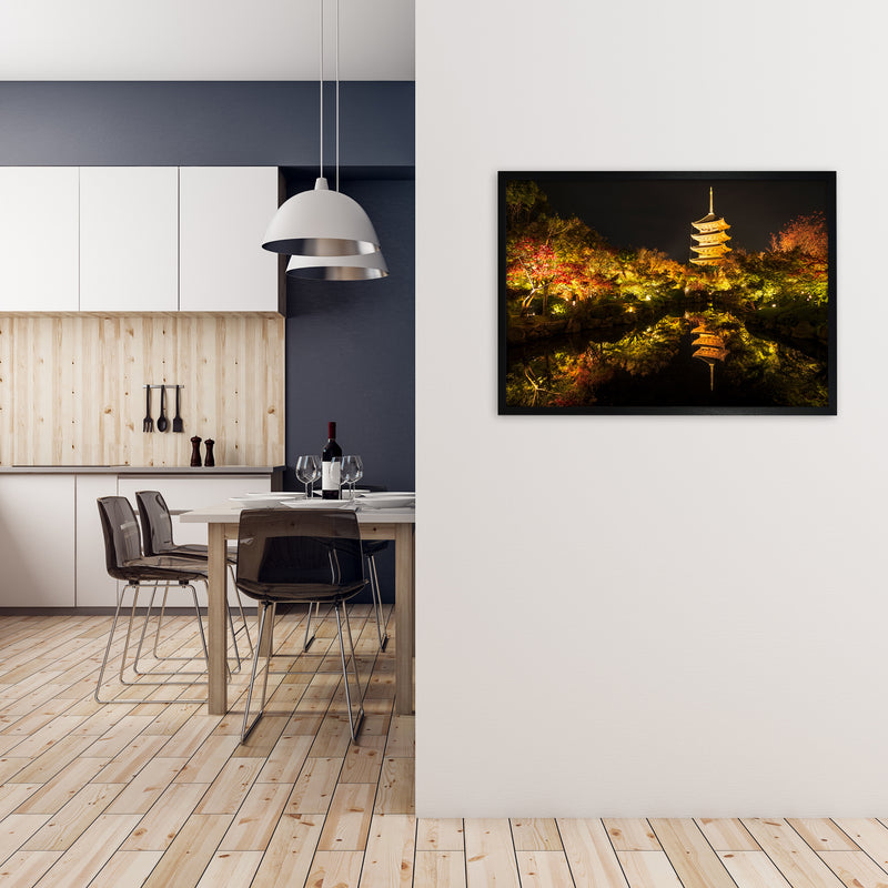 Kyoto Fire Landscape Art Print by Karsten Wrobel A1 White Frame