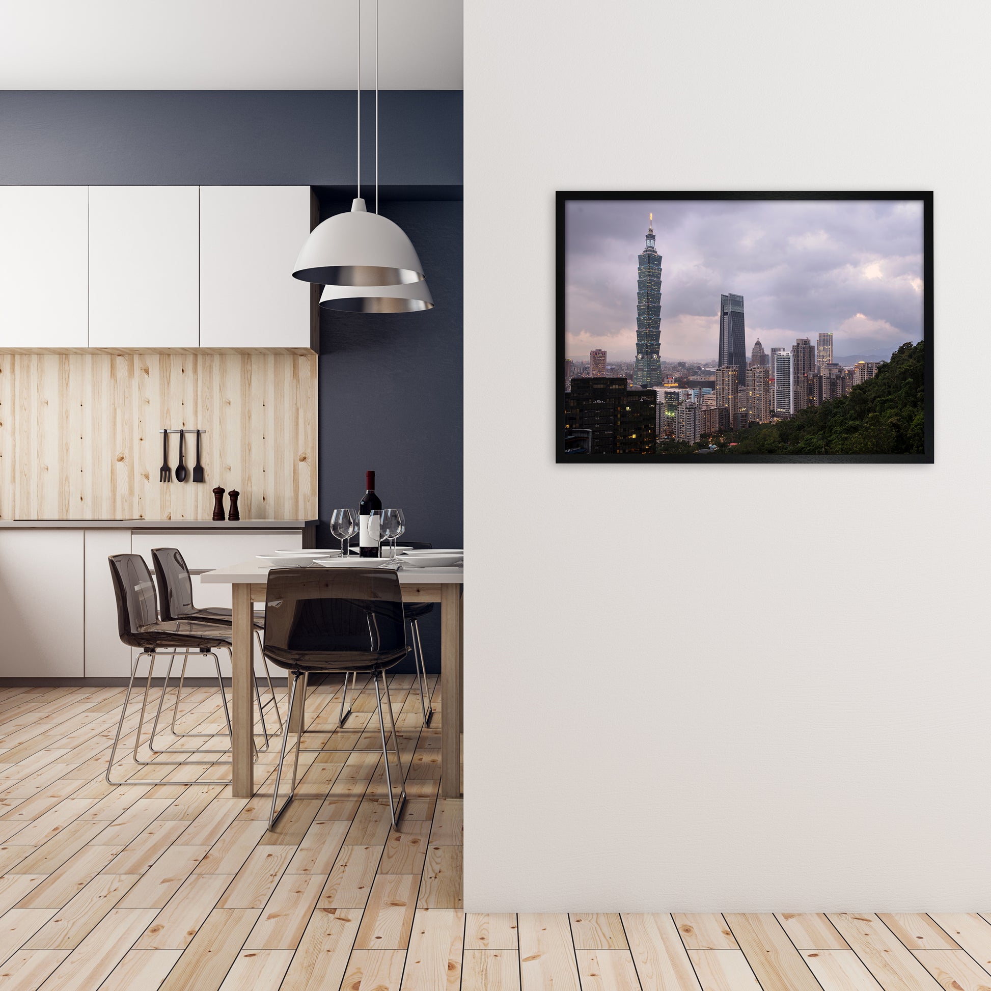 Goodnight Taipei Art Print by Karsten Wrobel A1 White Frame