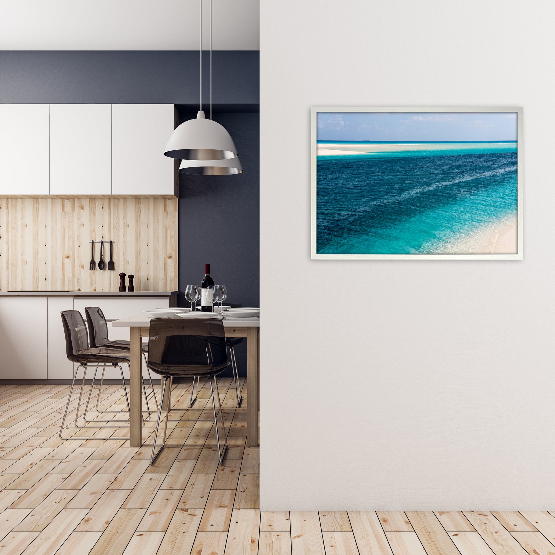 Ouvea Waters Art Print by Karsten Wrobel A1 Oak Frame