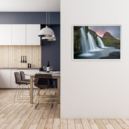 Triple Falls Art Print by Karsten Wrobel A1 Oak Frame