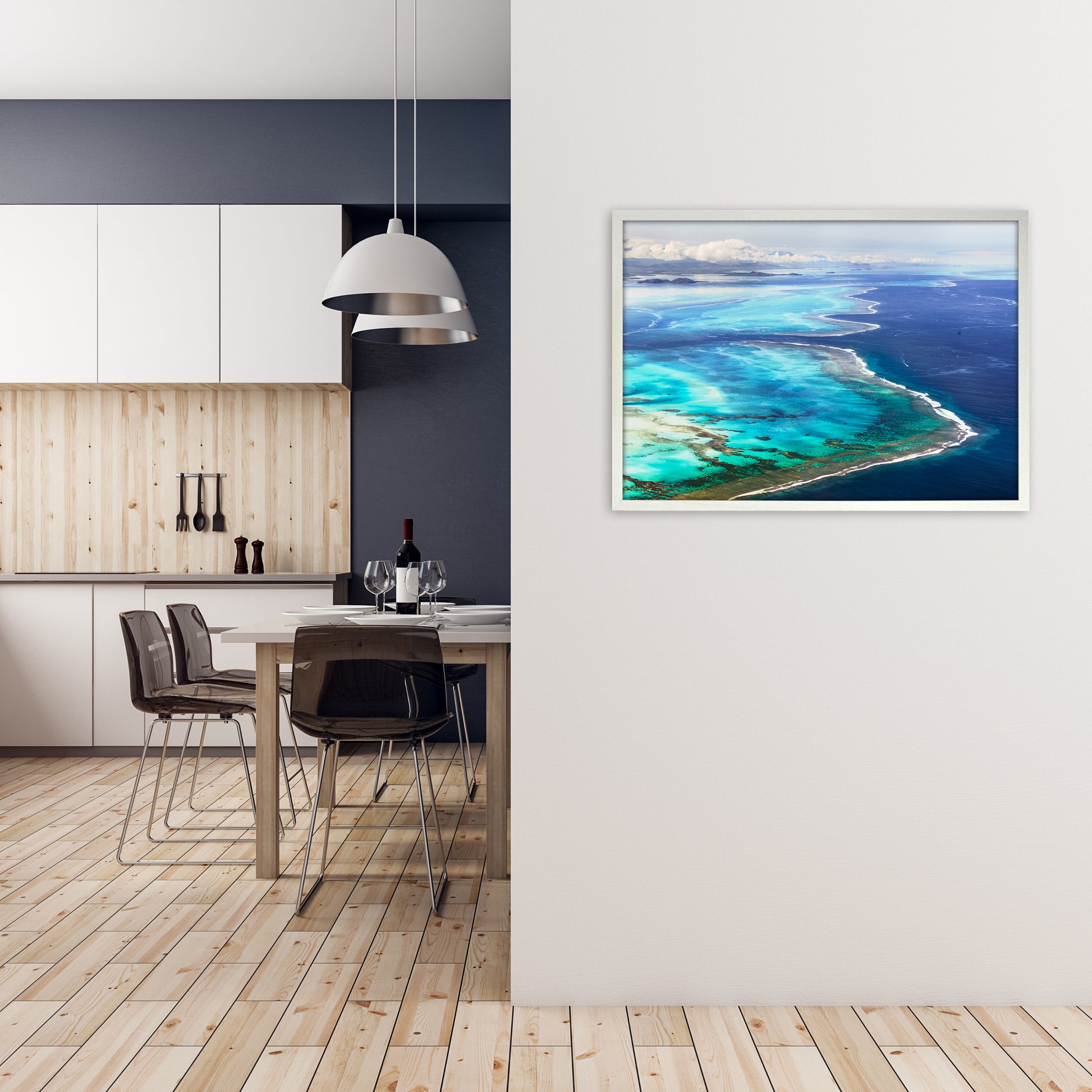 Aerial Reef Art Print by Karsten Wrobel A1 Oak Frame