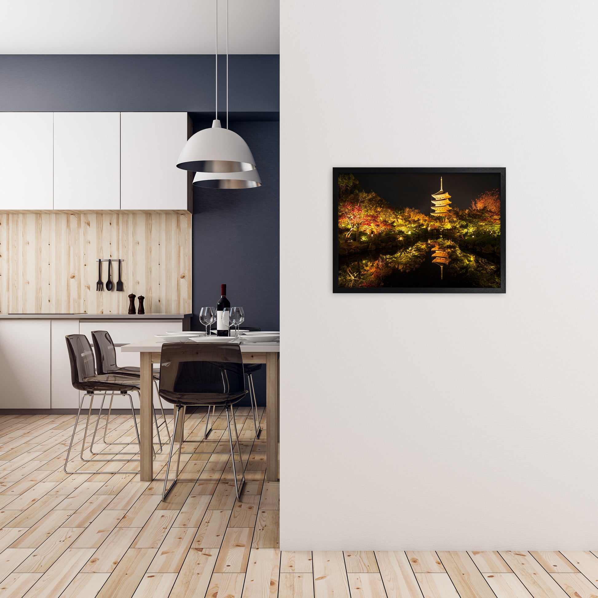 Kyoto Fire Landscape Art Print by Karsten Wrobel A2 White Frame