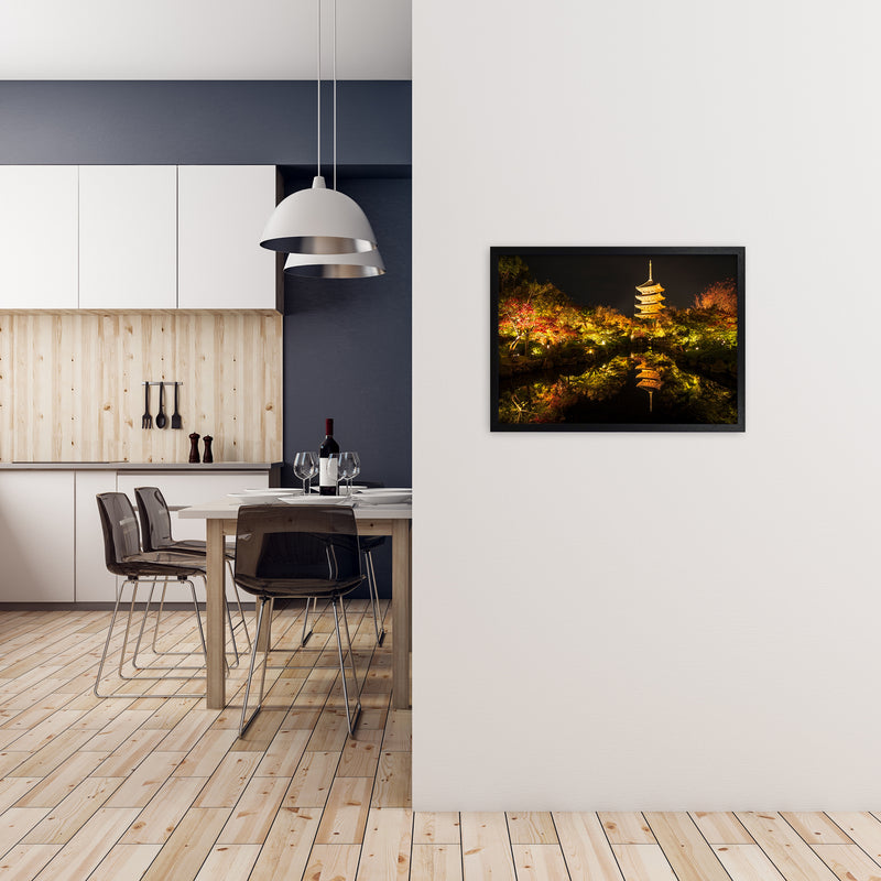 Kyoto Fire Landscape Art Print by Karsten Wrobel A2 White Frame