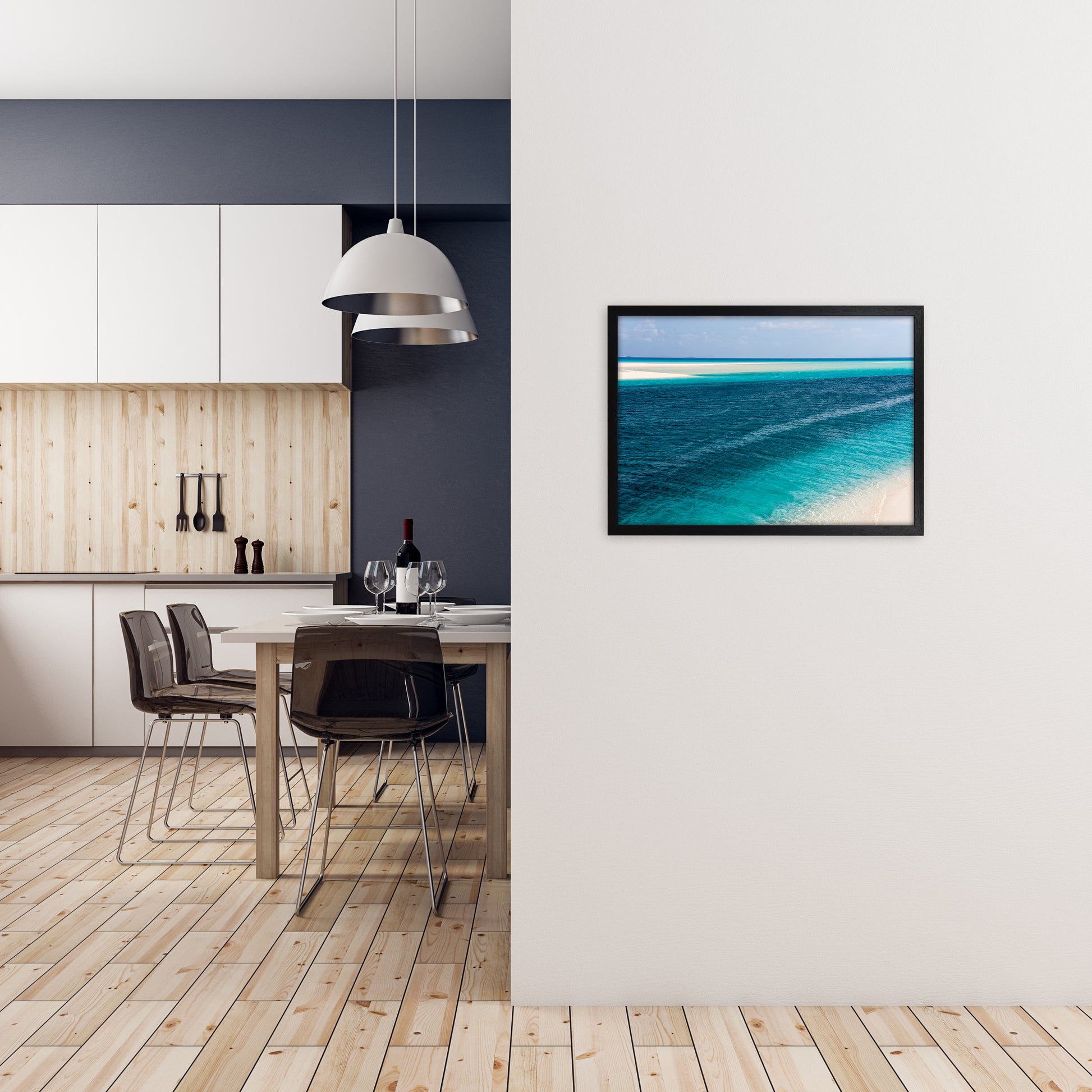 Ouvea Waters Art Print by Karsten Wrobel A2 White Frame