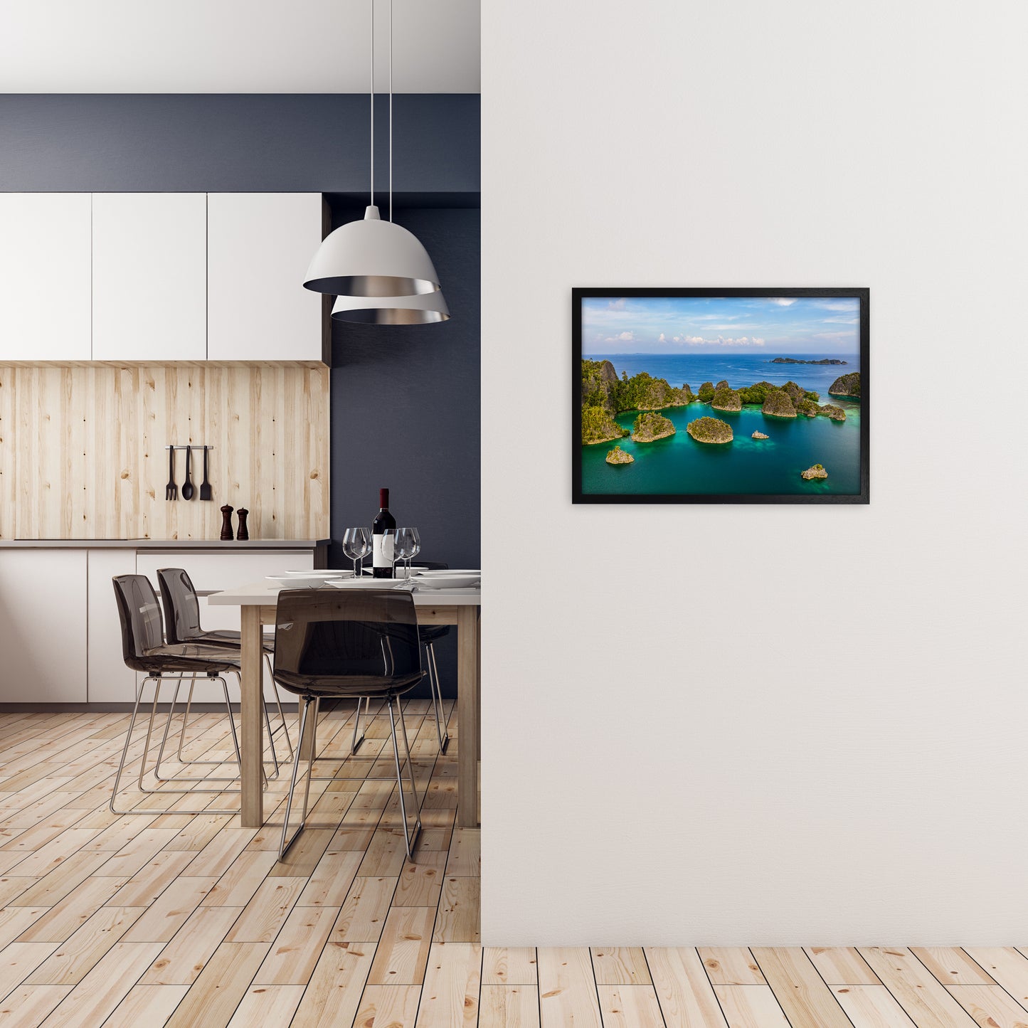 Piaynemo Bluegreen Art Print by Karsten Wrobel A2 White Frame