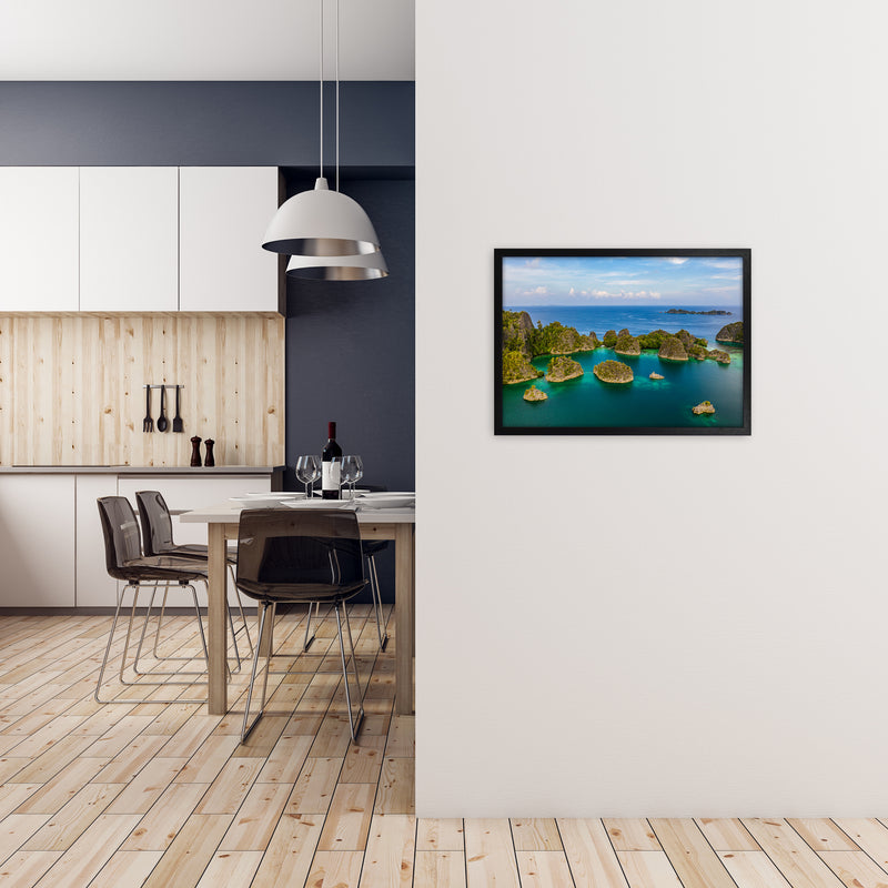 Piaynemo Bluegreen Art Print by Karsten Wrobel A2 White Frame