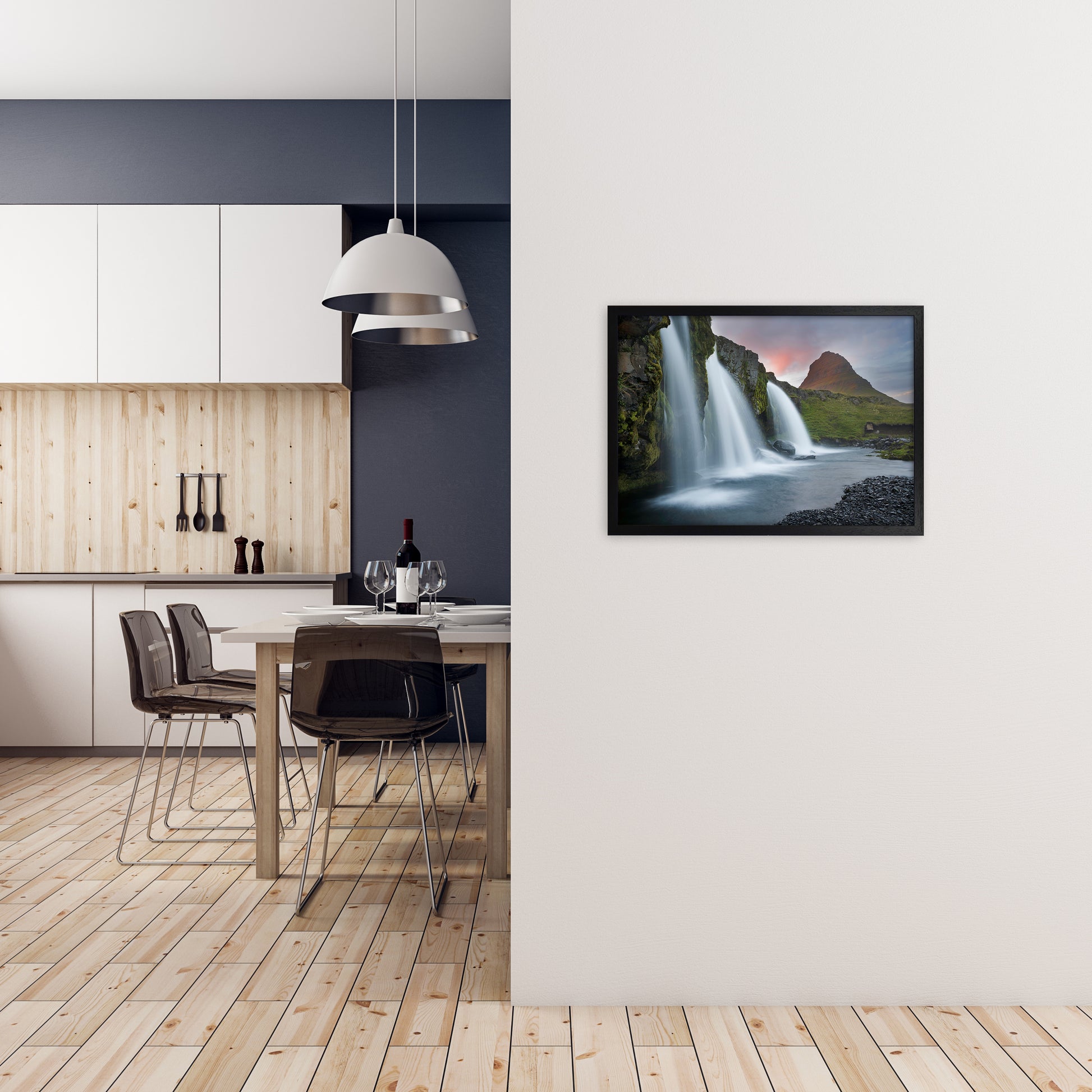 Triple Falls Art Print by Karsten Wrobel A2 White Frame