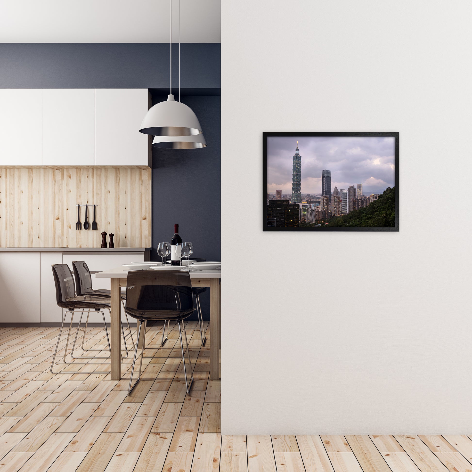 Goodnight Taipei Art Print by Karsten Wrobel A2 White Frame