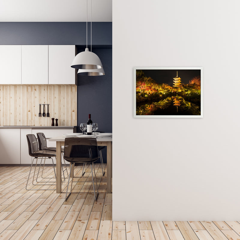 Kyoto Fire Landscape Art Print by Karsten Wrobel A2 Oak Frame