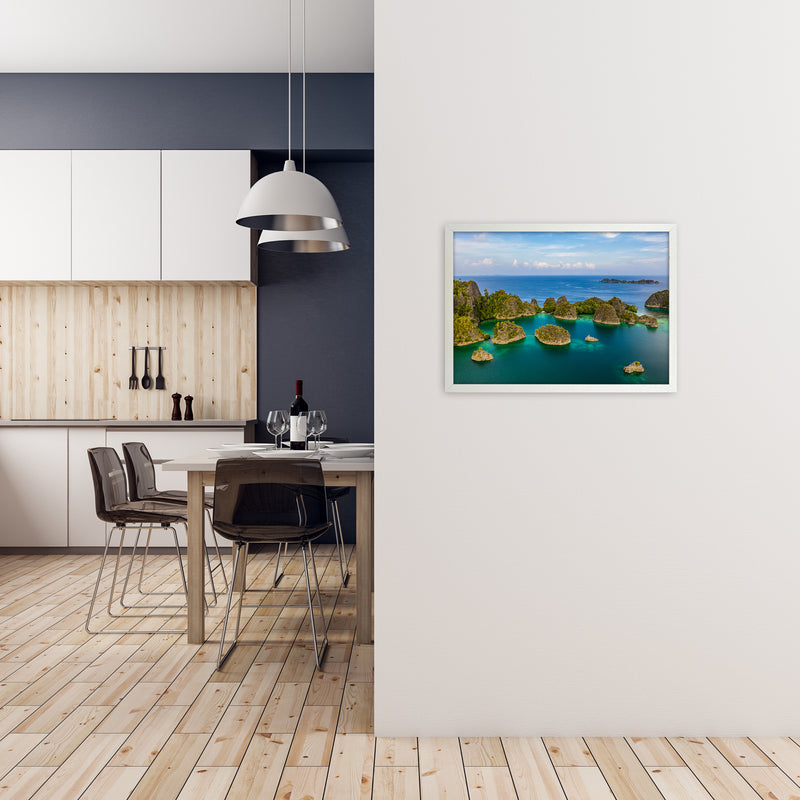 Piaynemo Bluegreen Art Print by Karsten Wrobel A2 Oak Frame